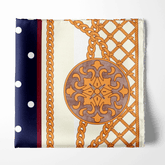 BLUE & GOLD MEDAL SILK POCKET SQUARE